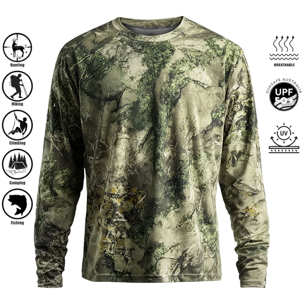 Outdoor Adventure Trips - เสื้อยืดแขนยาวผู้ชาย โพลีเอสเตอร์ พิมพ์ลาย 3D ลายพราง ป้องกันรังสียูวี
