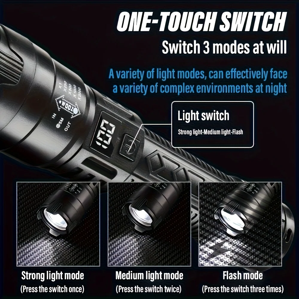 ไฟฉาย LED ยุทธวิธี 2000LM ชาร์ - Outdoor Adventure Trips บทวิจารณ์และราคา